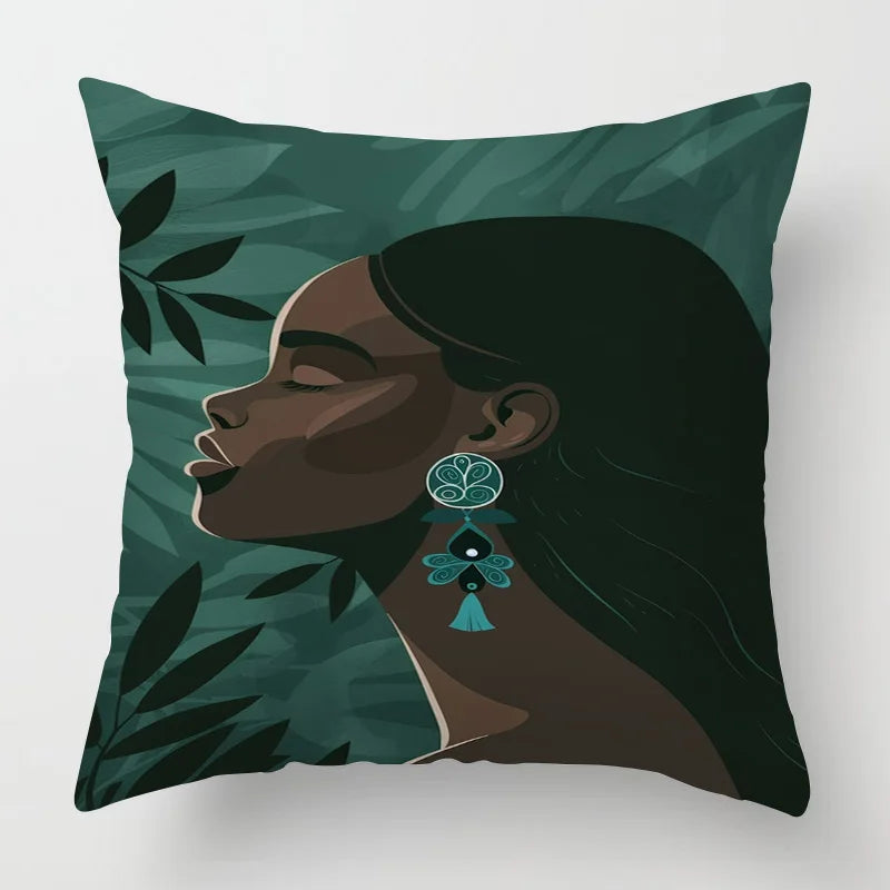 Abstract Black Art Kussenhoes – Organisch Portret Design (11 varianten)