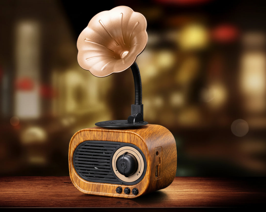 Draagbare Retro FM Radio – Bluetooth & Oplaadbaar Vintage Design