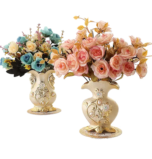 Vergulde Matglazen Porseleinen Vaas – Vintage Keramische Eyecatcher (4 varianten)