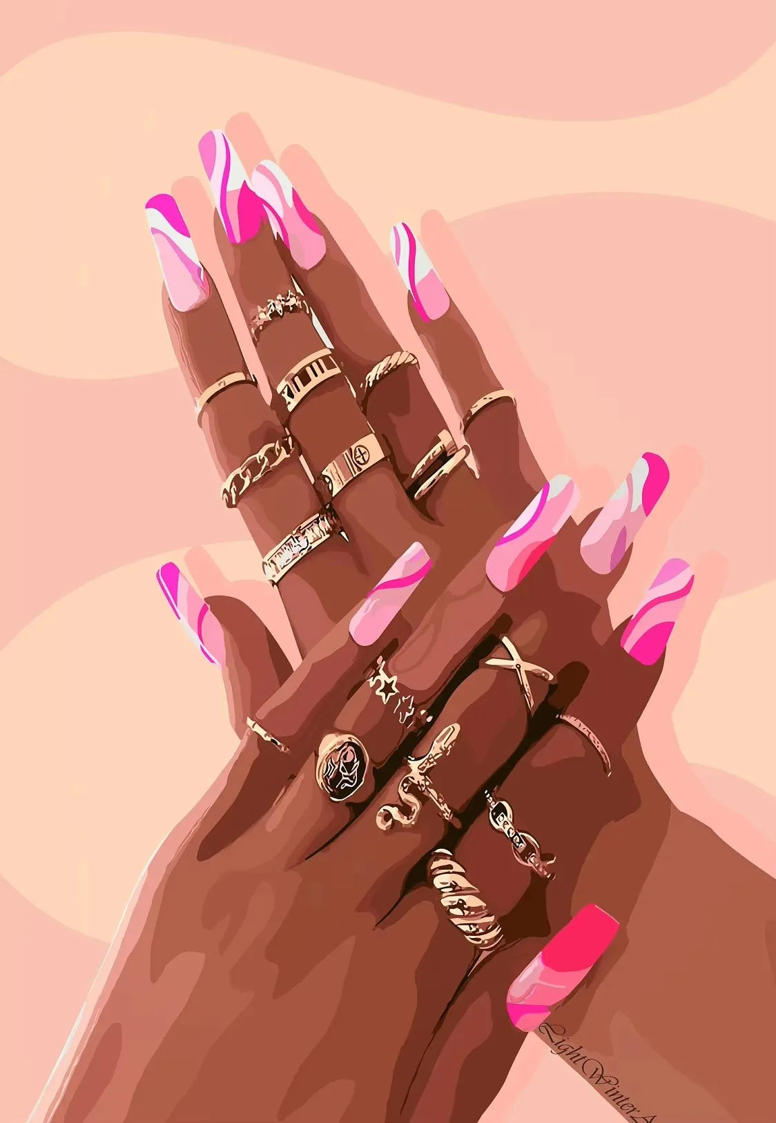 Black Girl Wall Art Canvas – Poster met Goudaccenten (14 varianten)