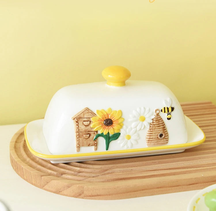 Keramische Botervloot – Bij & Zonnebloem Design