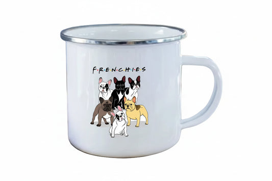 Franse Bulldog Emaille Mok – Vintage Drinkbeker met Karakter (10 varianten)