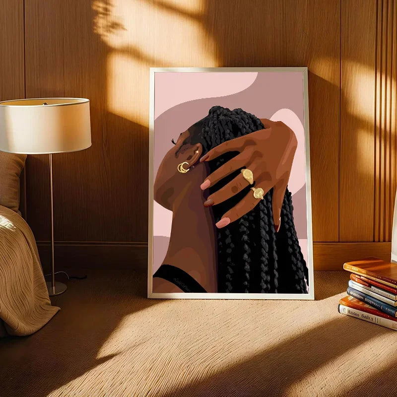 Black Girl Wall Art Canvas – Poster met Goudaccenten (14 varianten)