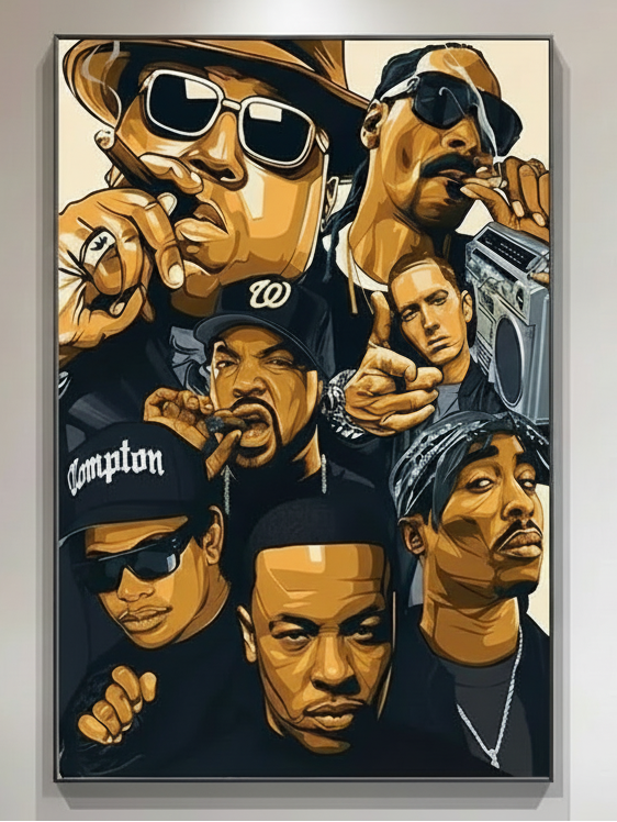 Legendarische Hiphop Iconen – Canvas Posters van Muziekgeschiedenis (7 varianten)