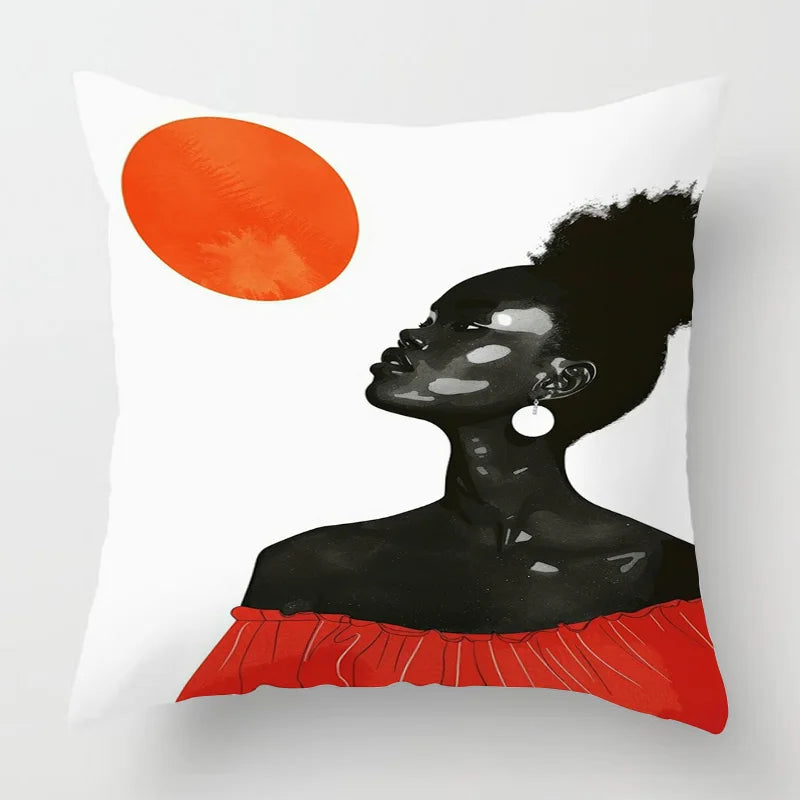 Abstract Black Art Kussenhoes – Organisch Portret Design (11 varianten)