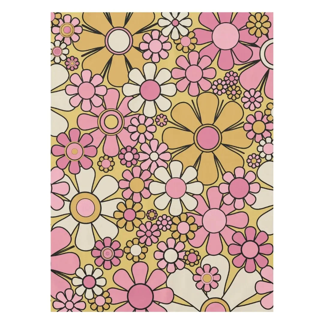 Groovy Flower Power Tafelkleed – Retro Bloemen vibes