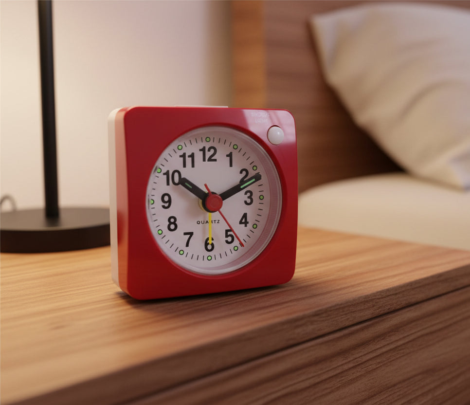 Mini Vierkante Wekker – Retro Vormgeving & Kleurrijk (4 kleuren)