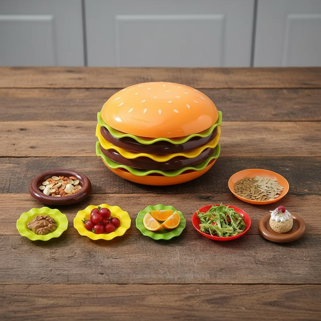 Hamburger Stapelbord Set – Speelse Burgerborden (5- of 7-delig)