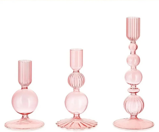 3-delige Set Glazen Kaarsenhouders – Stijlvolle Tafeldecoratie