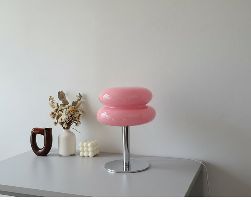 Macaron Glazen Tafellamp – Zachte Sfeer met Dimbaar Licht (4 kleuren)