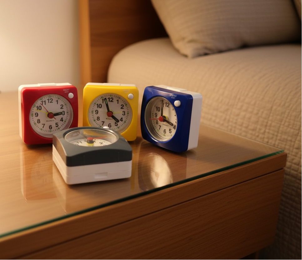Mini Vierkante Wekker – Retro Vormgeving & Kleurrijk (4 kleuren)