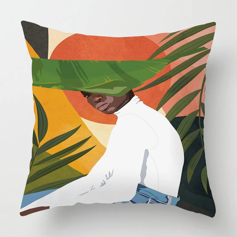 Abstract Black Art Kussenhoes – Organisch Portret Design (11 varianten)