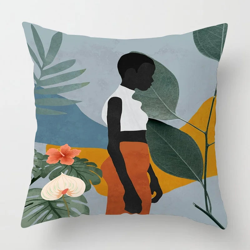 Abstract Black Art Kussenhoes – Organisch Portret Design (11 varianten)