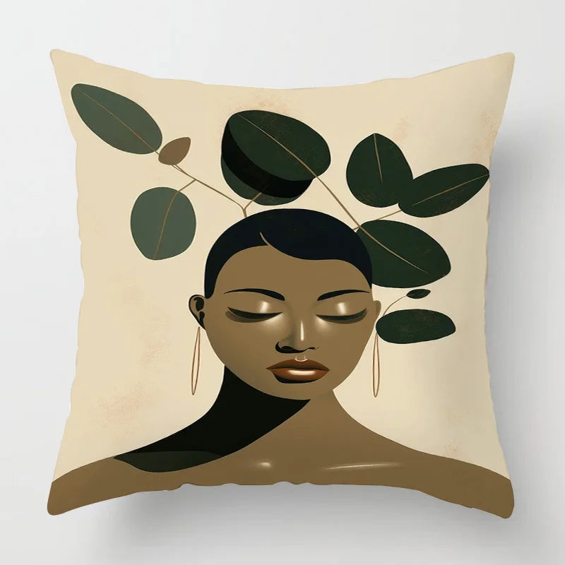 Abstract Black Art Kussenhoes – Organisch Portret Design (11 varianten)