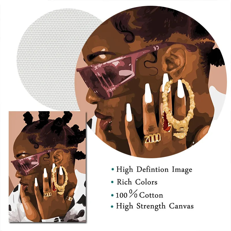 Black Girl Wall Art Canvas – Poster met Goudaccenten (14 varianten)