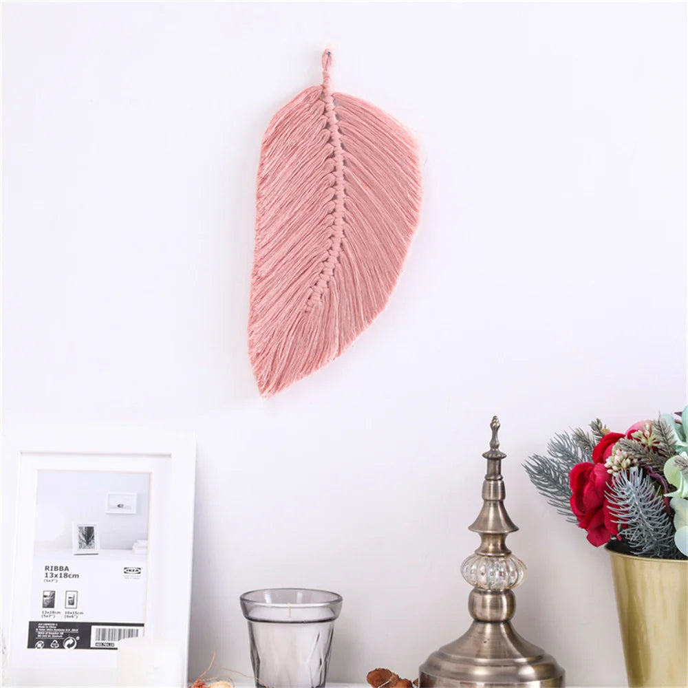 Macramé Bladeren Wanddecoratie – Handgemaakte Boho Wandhanger (3 kleuren)