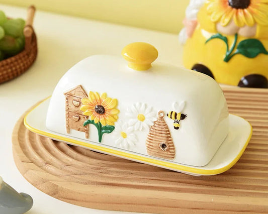 Keramische Botervloot – Bij & Zonnebloem Design
