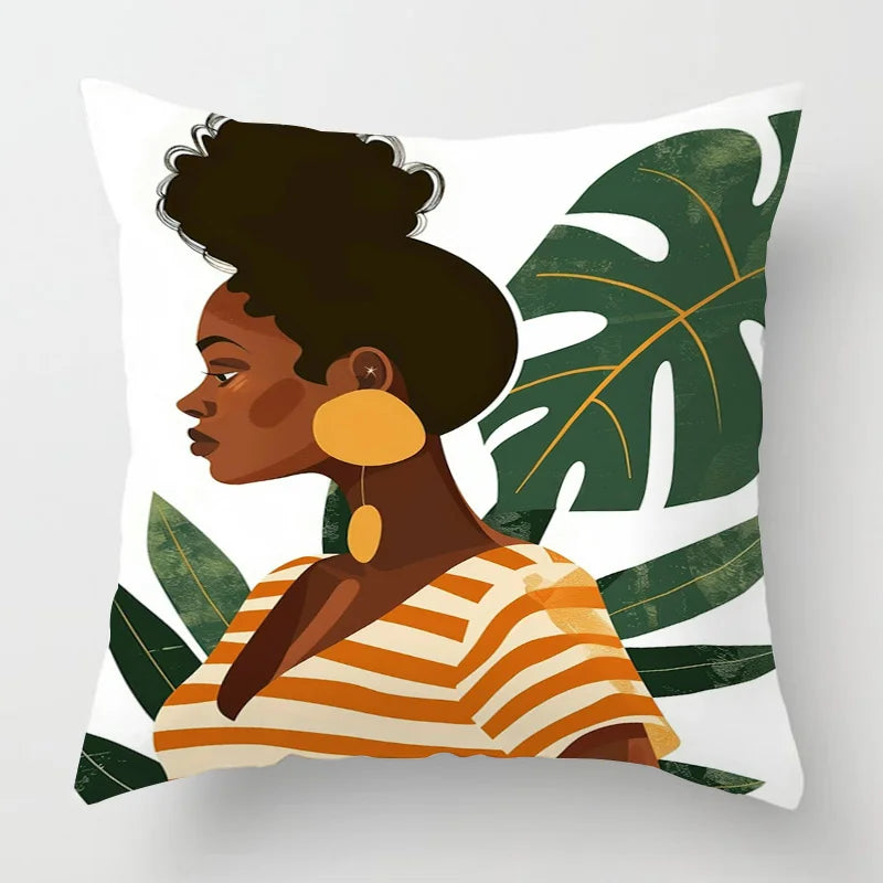 Abstract Black Art Kussenhoes – Organisch Portret Design (11 varianten)