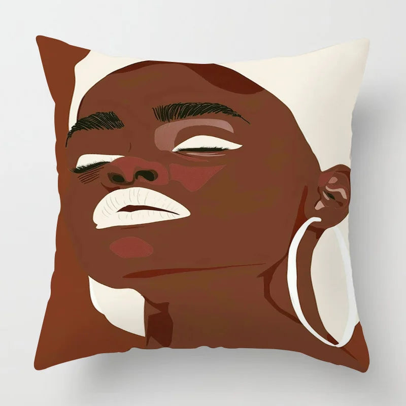 Abstract Black Art Kussenhoes – Organisch Portret Design (11 varianten)