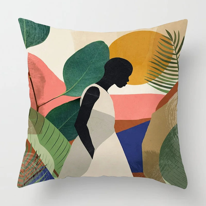 Abstract Black Art Kussenhoes – Organisch Portret Design (11 varianten)