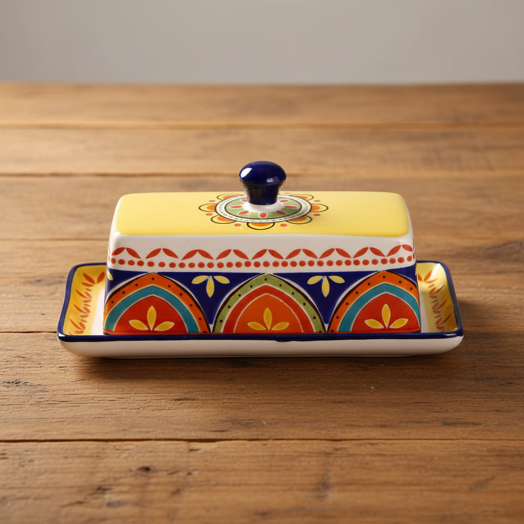 Handbeschilderde Keramische Botervloot