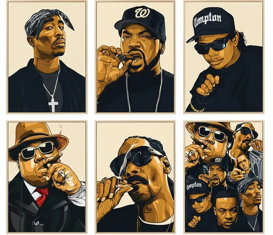 Legendarische Hiphop Iconen – Canvas Posters van Muziekgeschiedenis (7 varianten)