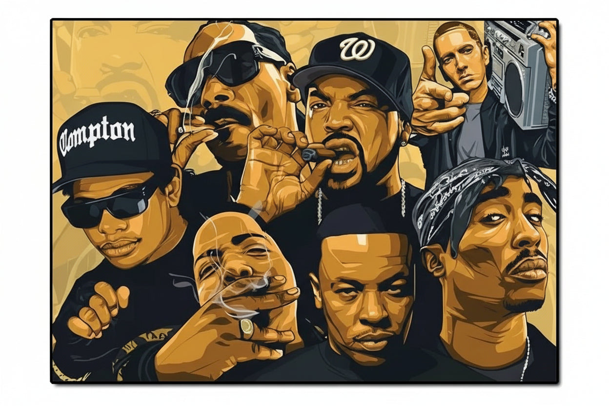 Legendarische Hiphop Iconen – Canvas Posters van Muziekgeschiedenis (7 varianten)