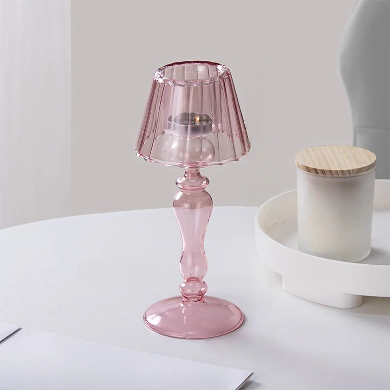 Mini Lamp Light – Sfeervolle Glazen Kaarsenhouder in Lampvorm