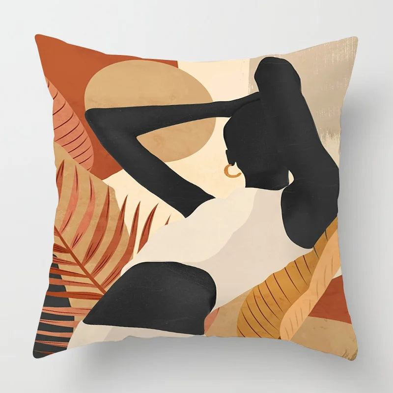 Abstract Black Art Kussenhoes – Organisch Portret Design (11 varianten)