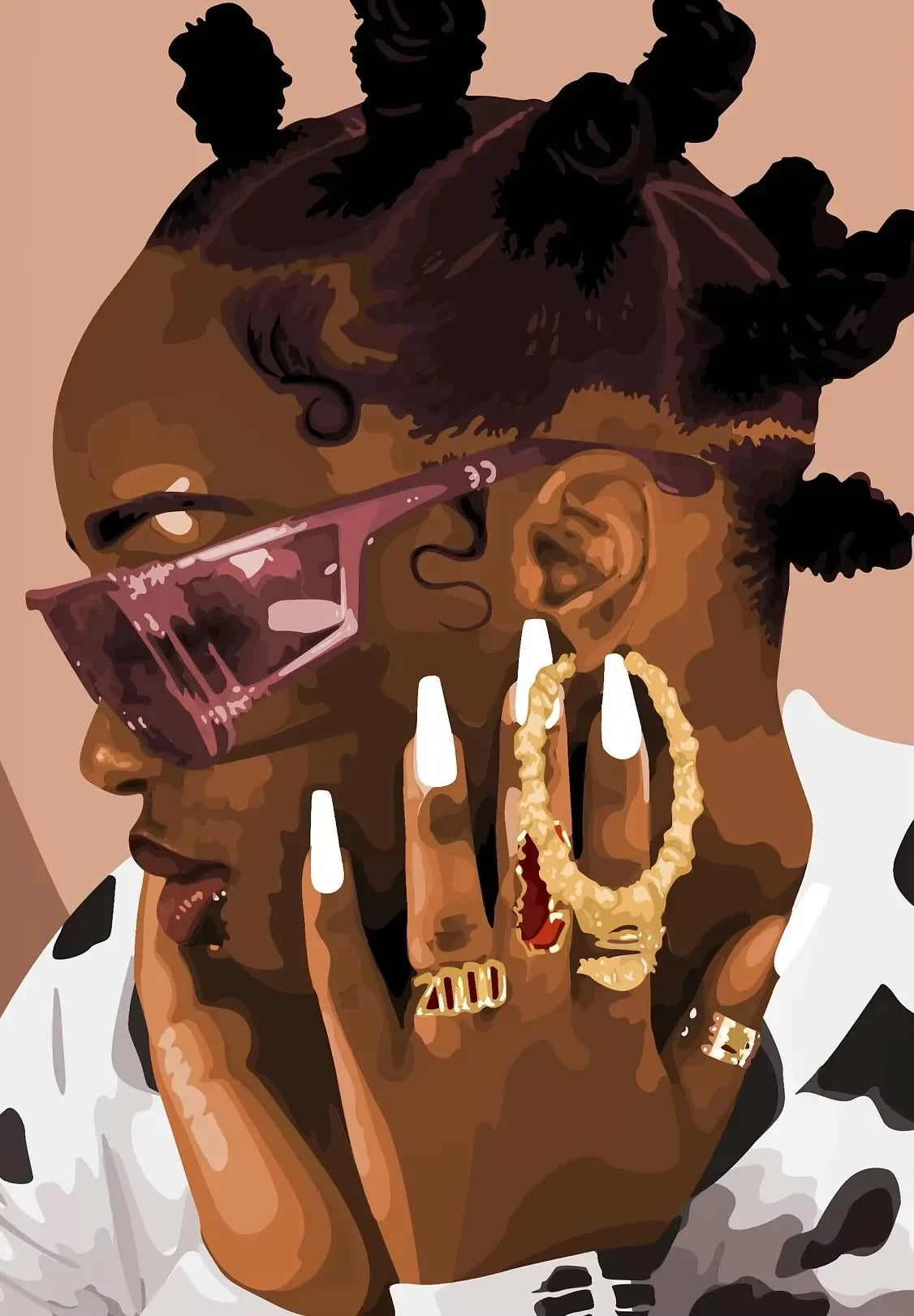 Black Girl Wall Art Canvas – Poster met Goudaccenten (14 varianten)