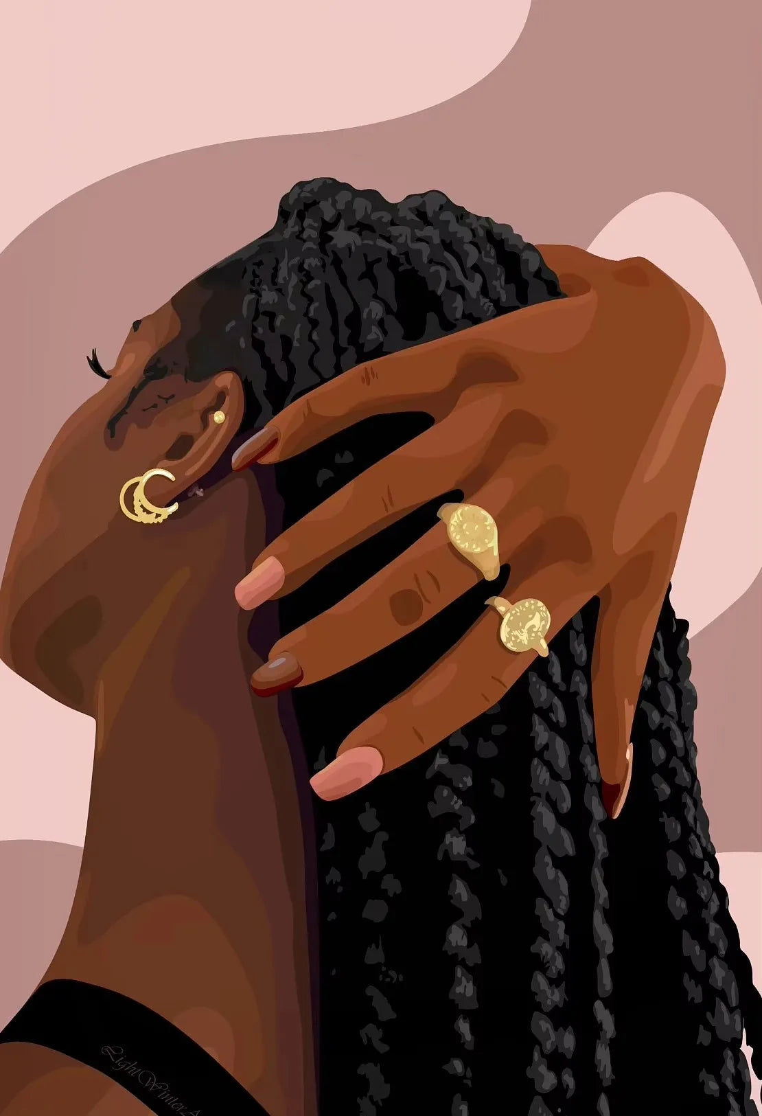 Black Girl Wall Art Canvas – Poster met Goudaccenten (14 varianten)