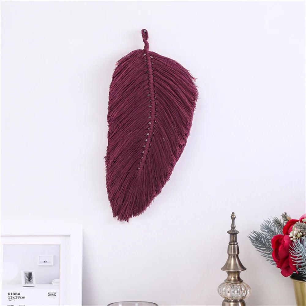 Macramé Bladeren Wanddecoratie – Handgemaakte Boho Wandhanger (3 kleuren)