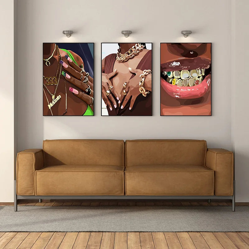 Black Girl Wall Art Canvas – Poster met Goudaccenten (14 varianten)