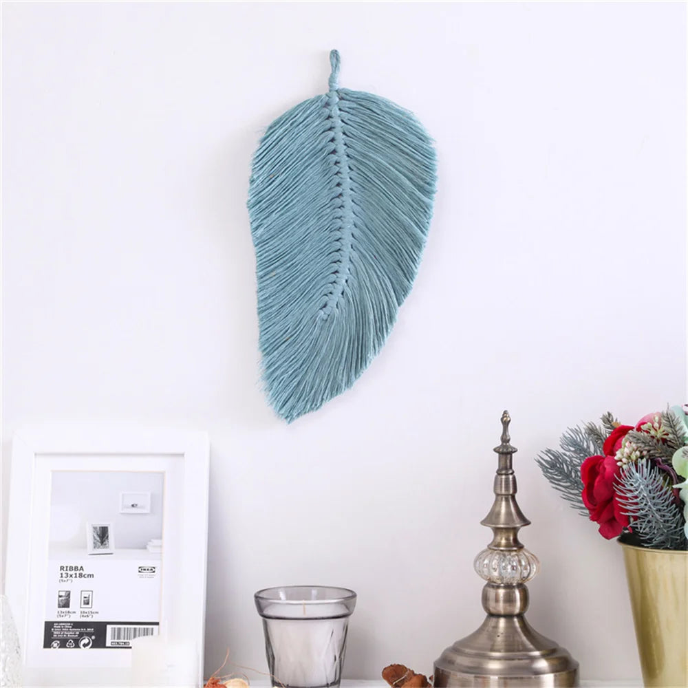Macramé Bladeren Wanddecoratie – Handgemaakte Boho Wandhanger (3 kleuren)