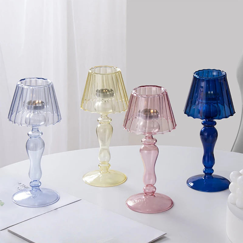 Mini Lamp Light – Sfeervolle Glazen Kaarsenhouder in Lampvorm