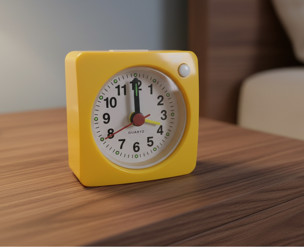 Mini Vierkante Wekker – Retro Vormgeving & Kleurrijk (4 kleuren)