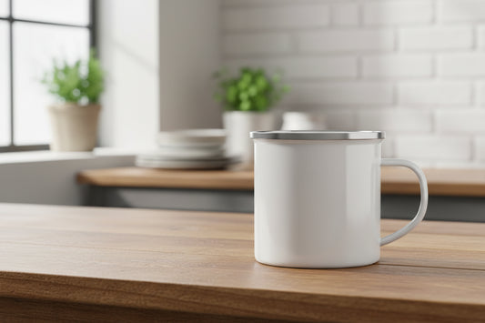 Vintage Emaille Mok – Retro Camping Koffiebeker